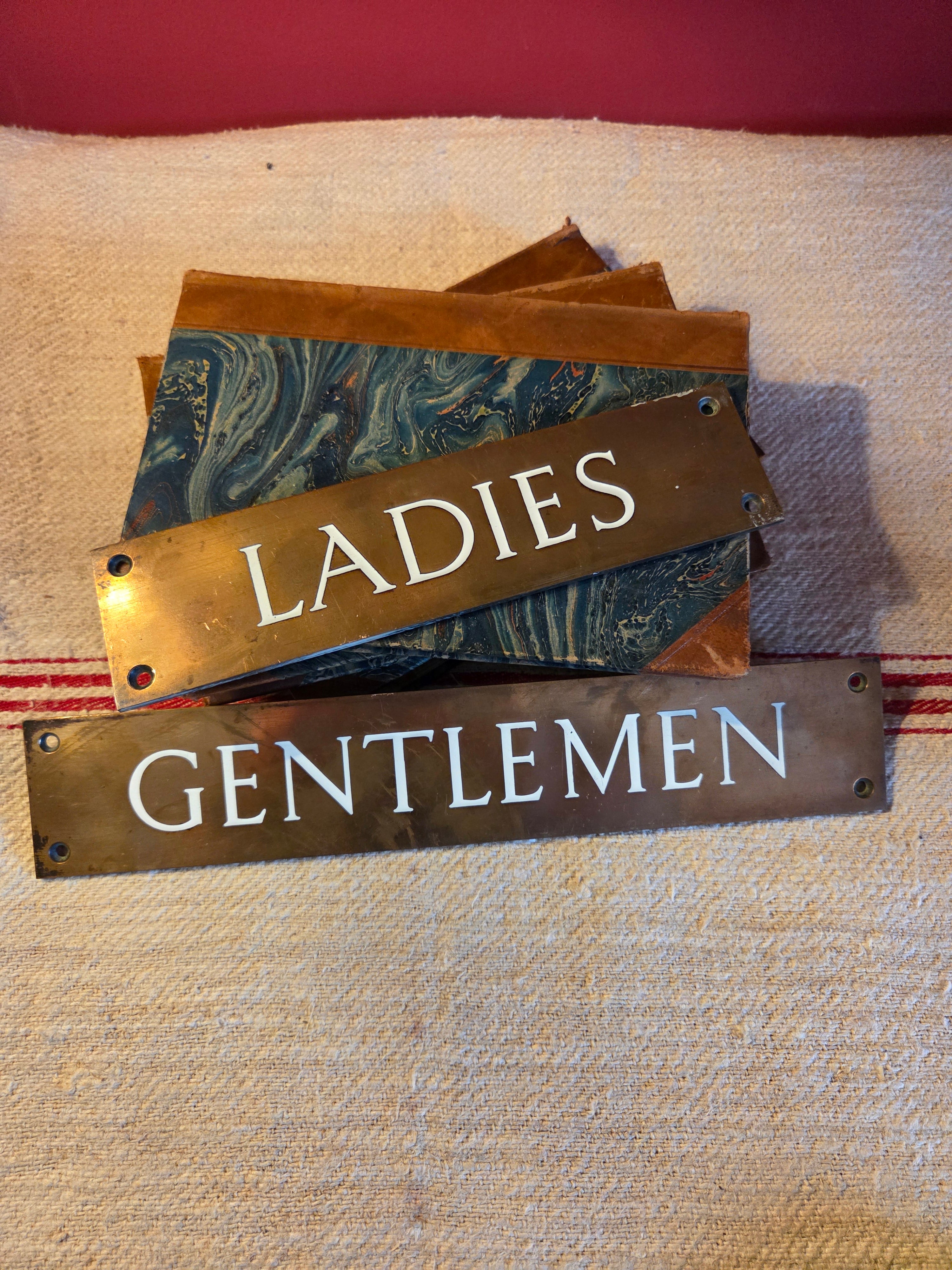 Pair of Vintage Copper Ladies & Gentlemen Signs