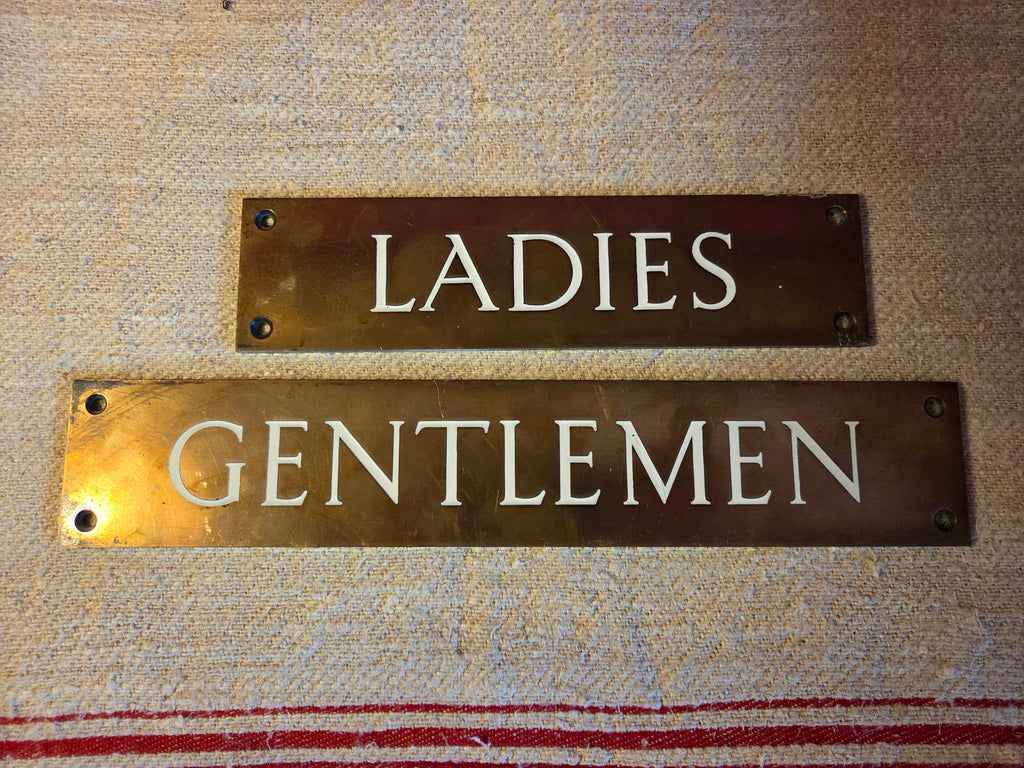 Pair of Vintage Copper Ladies & Gentlemen Signs