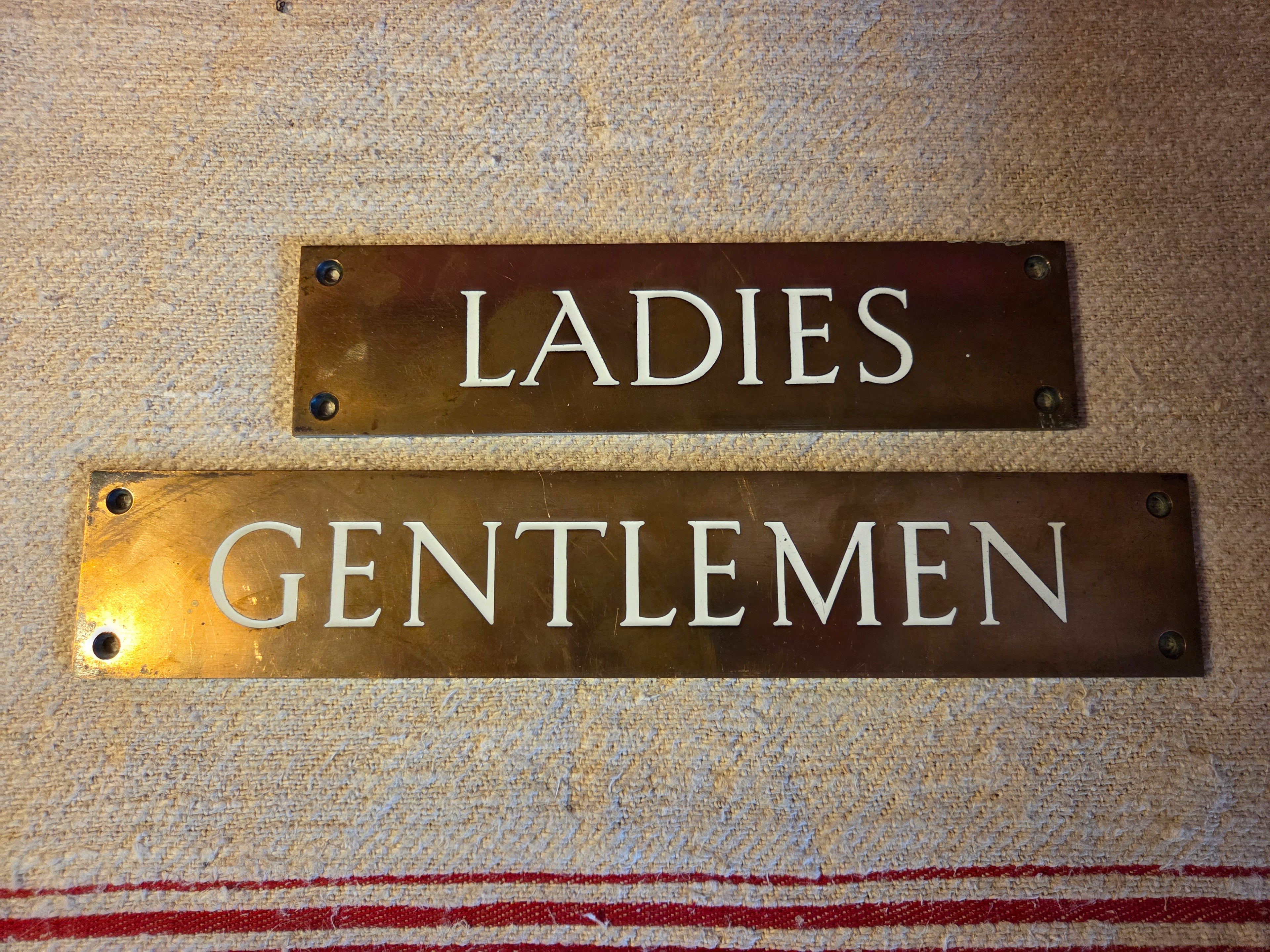 Pair of Vintage Copper Ladies & Gentlemen Signs