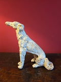 White Cast Metal Dog Sculpture