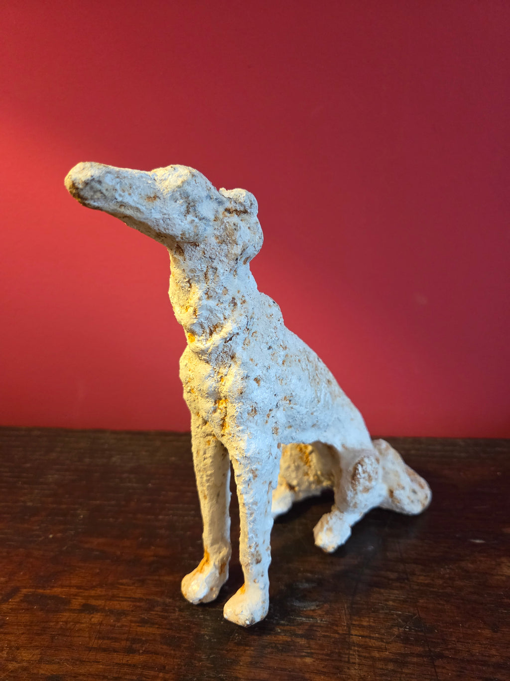 White Cast Metal Dog Sculpture