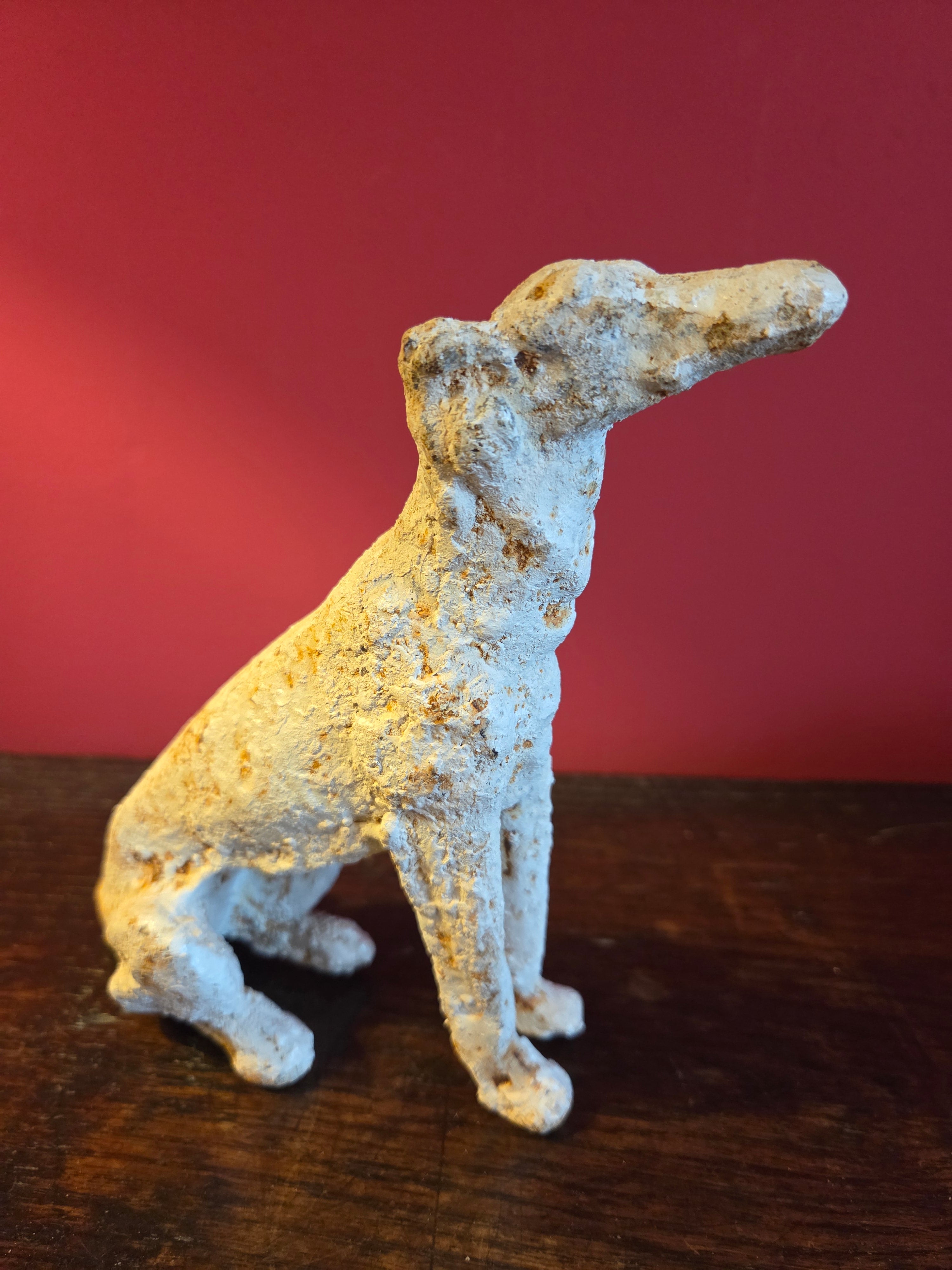 White Cast Metal Dog Sculpture