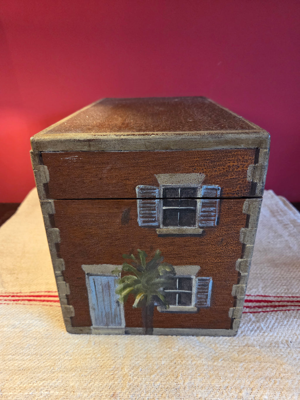 Small Antique Box with Trompe l’oeil Decoration