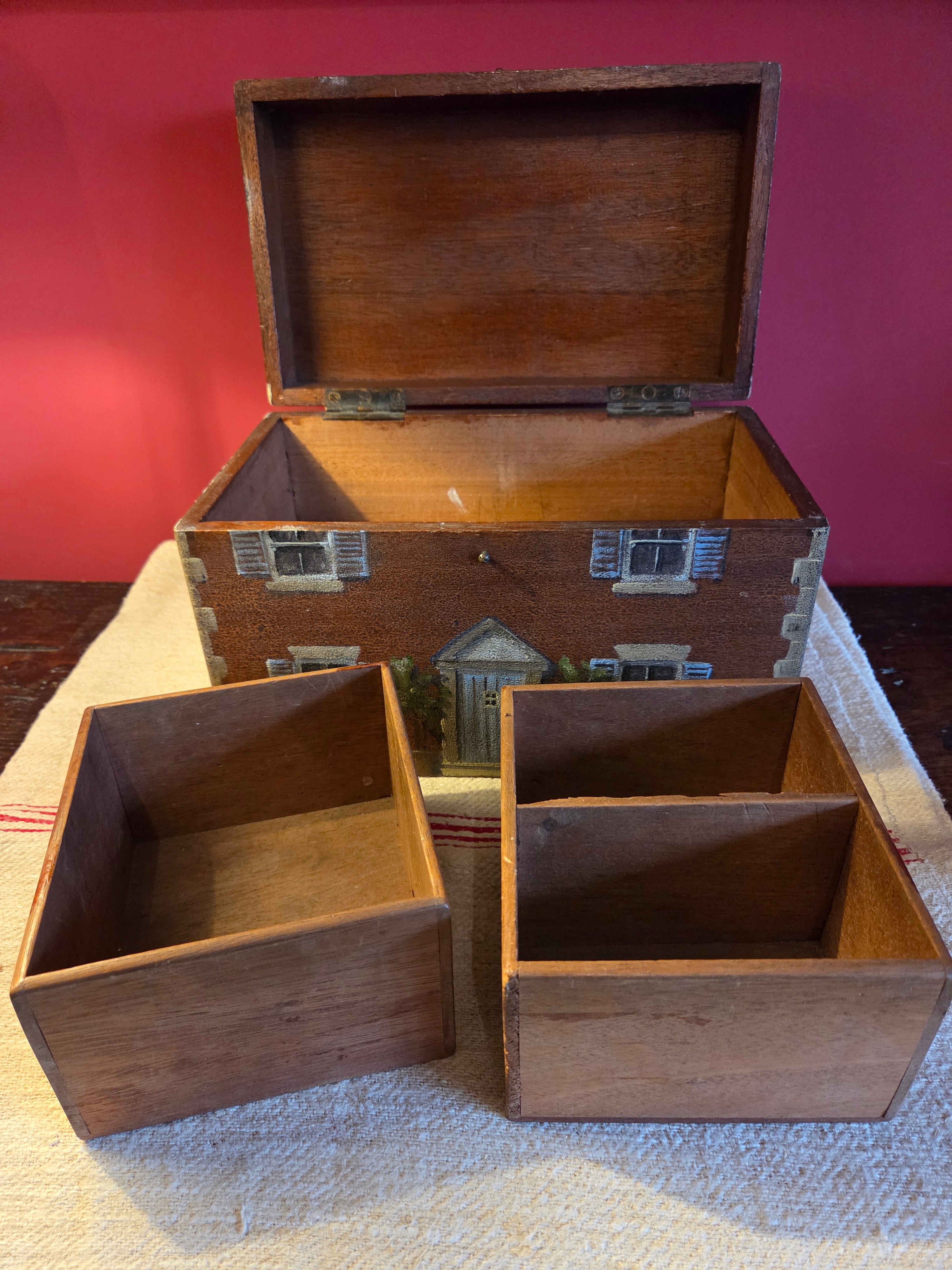 Small Antique Box with Trompe l’oeil Decoration