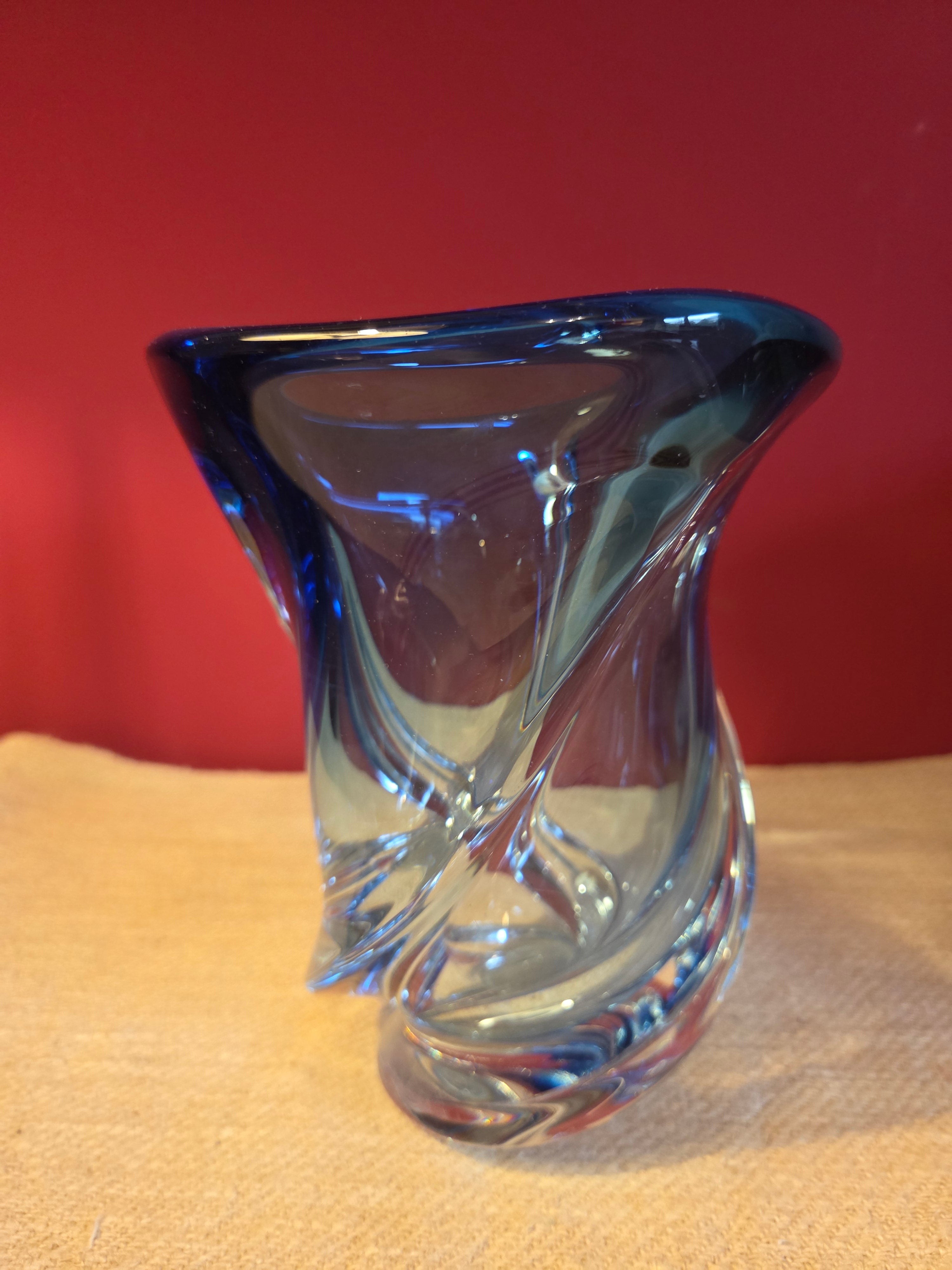 Vintage Blue Val st Lambert Glass Vase