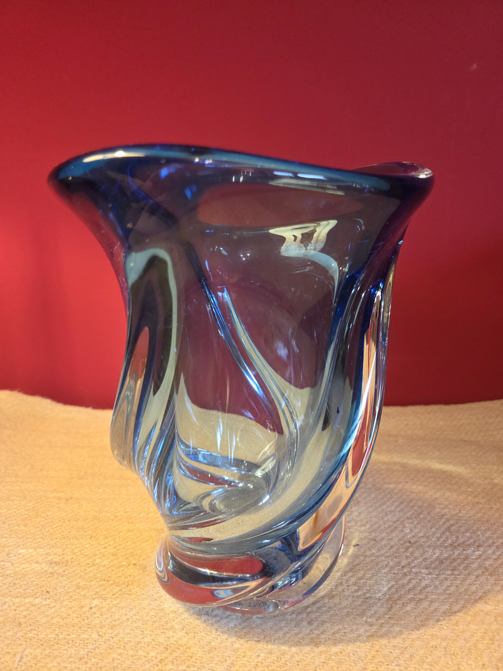 Vintage Blue Val st Lambert Glass Vase