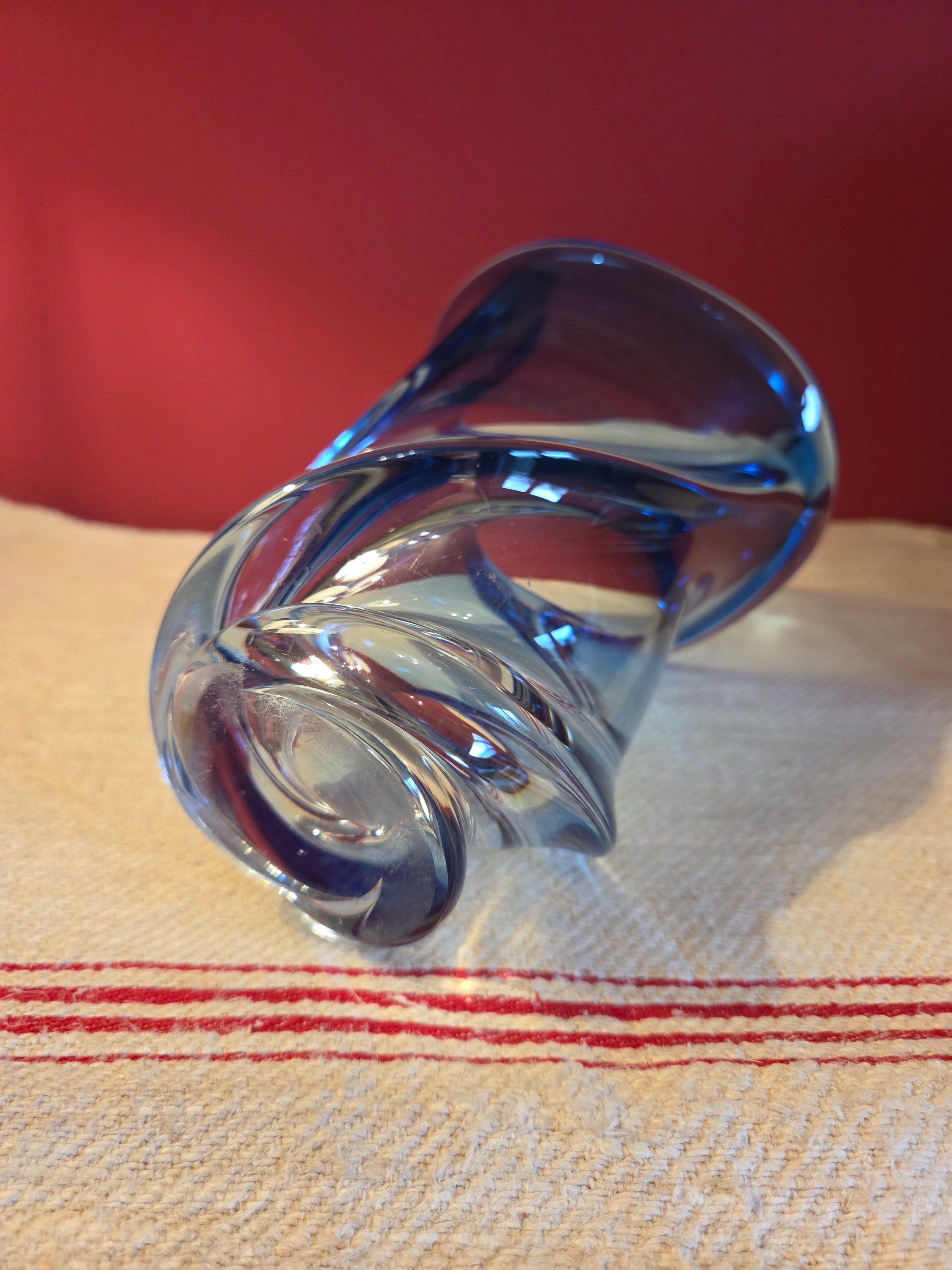 Vintage Blue Val st Lambert Glass Vase
