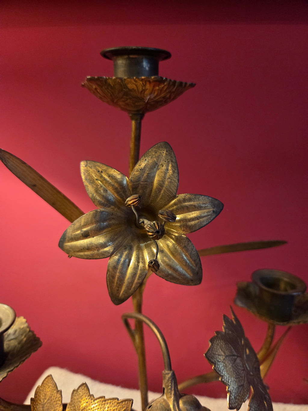 Pair of Antique French Flower Candlesticks