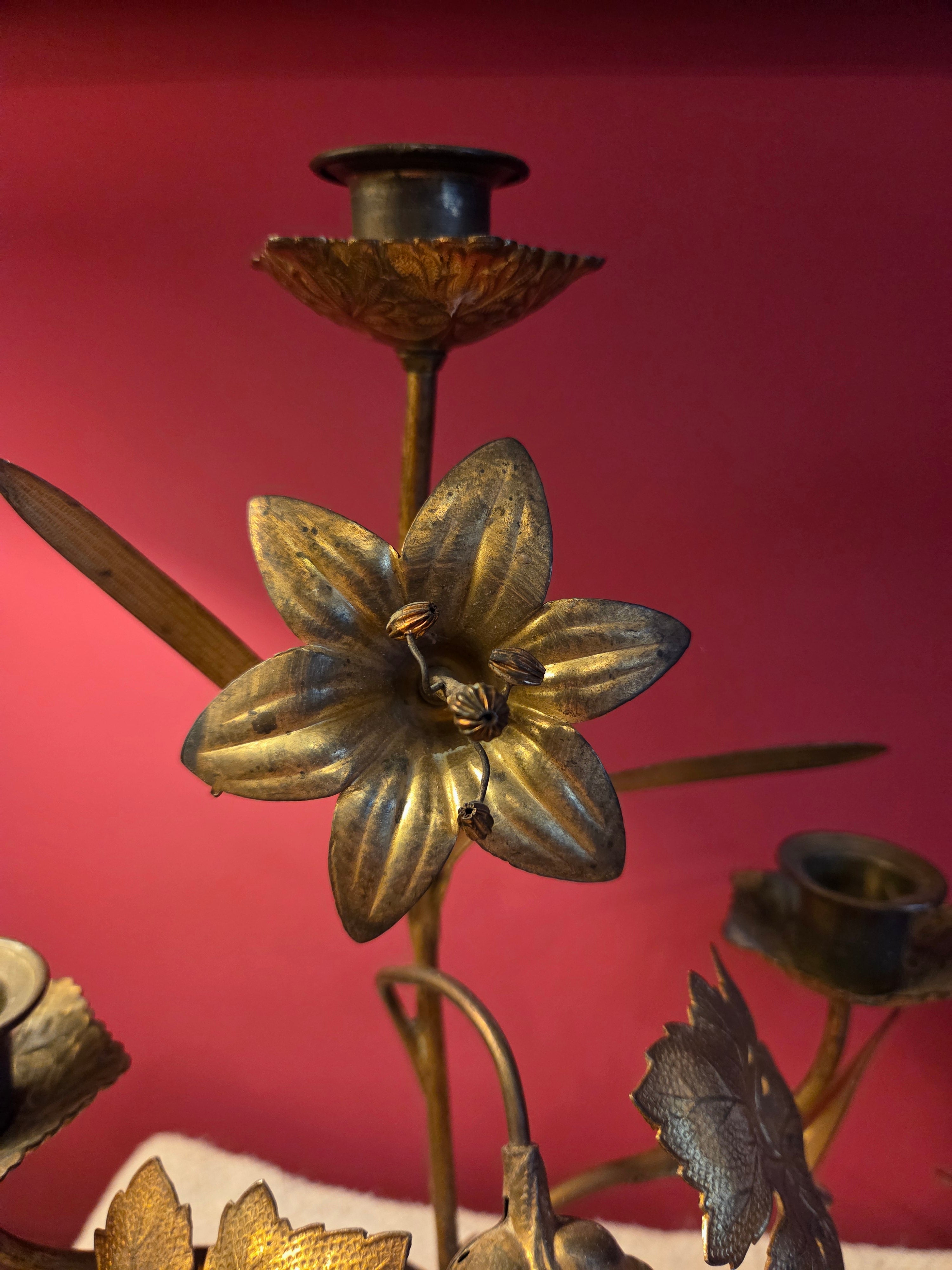 Pair of Antique French Flower Candlesticks