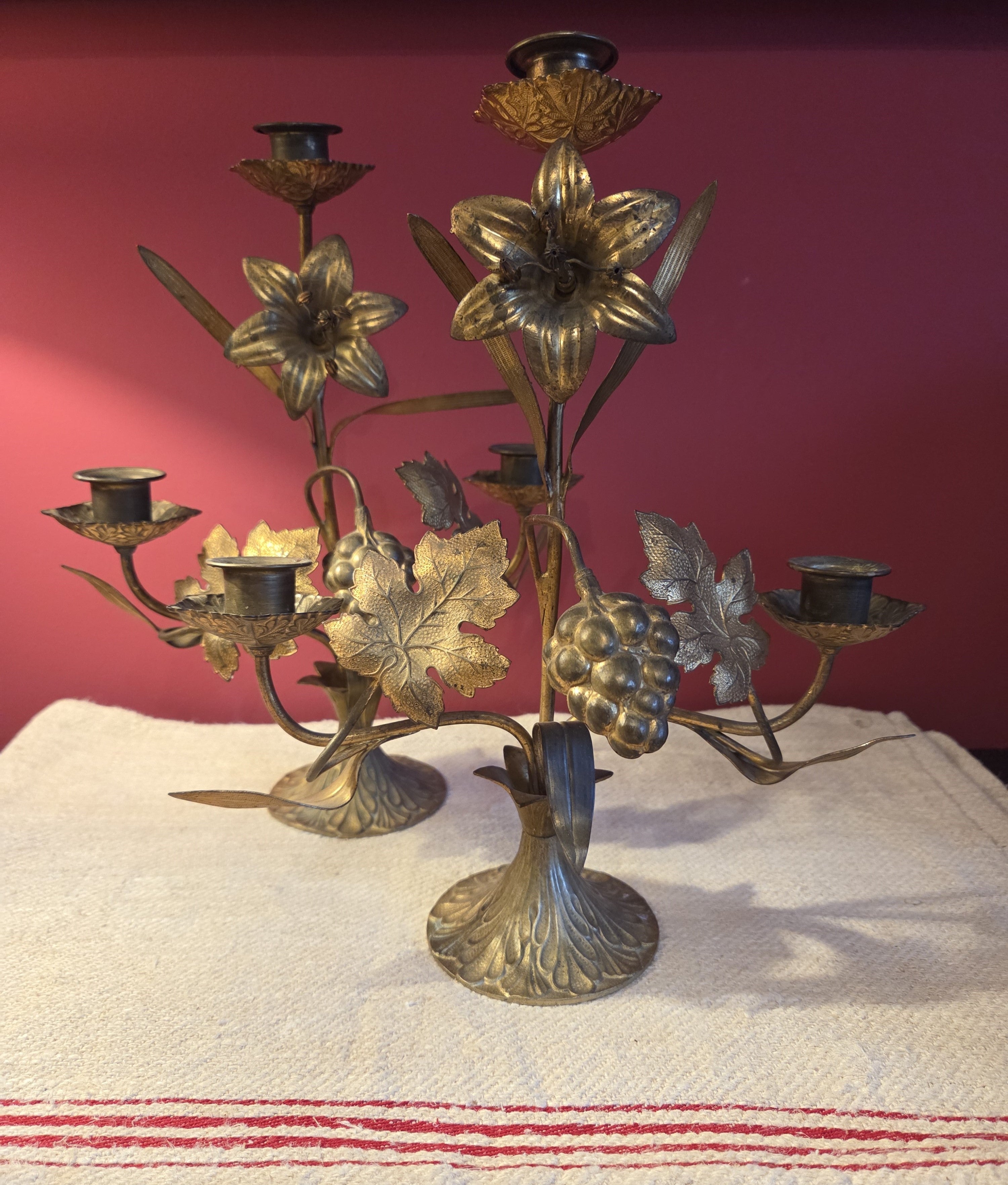 Pair of Antique French Flower Candlesticks