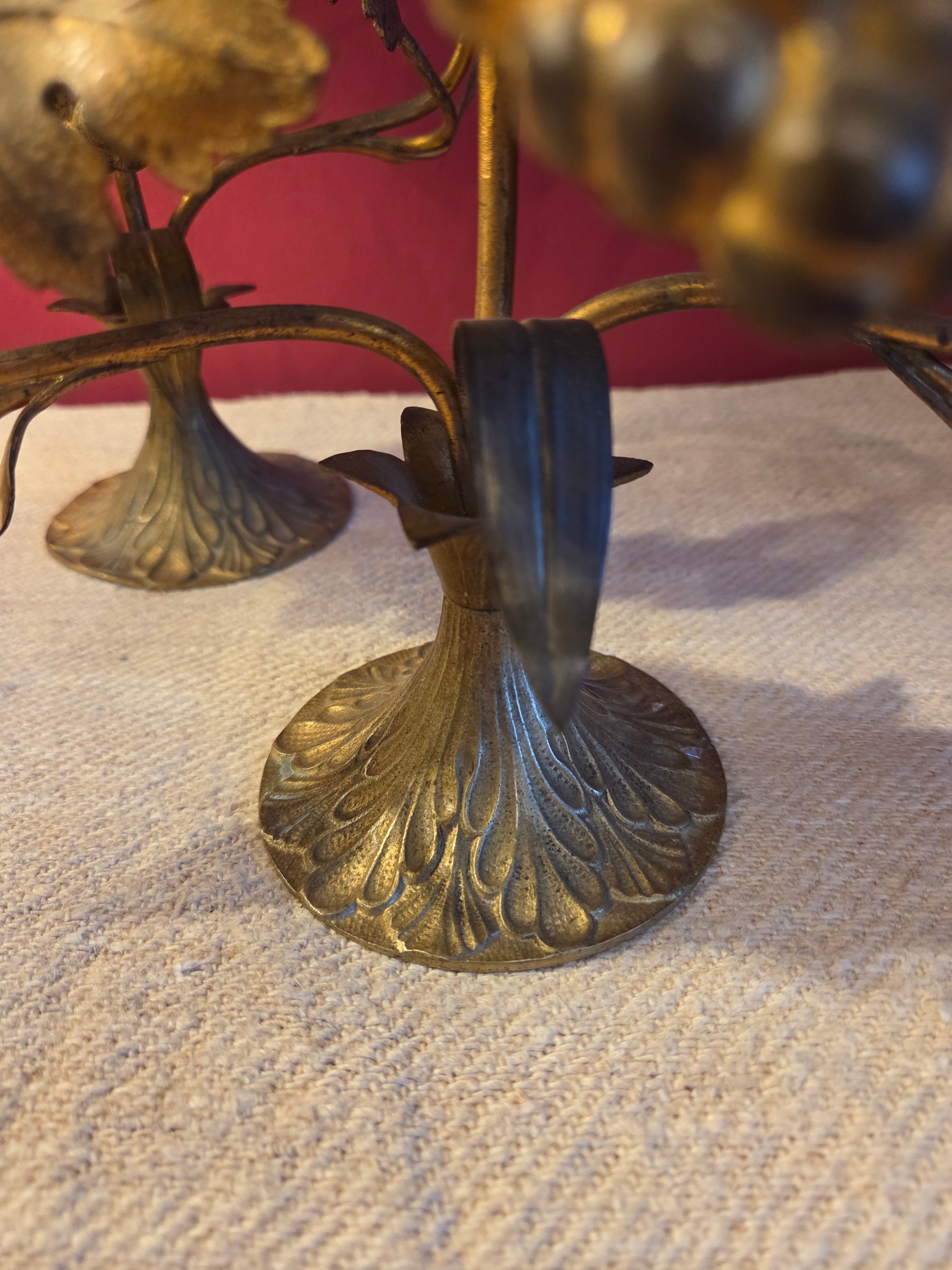 Pair of Antique French Flower Candlesticks