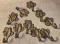 Collection of 10 Vintage Brass Oak Leaf Hooks