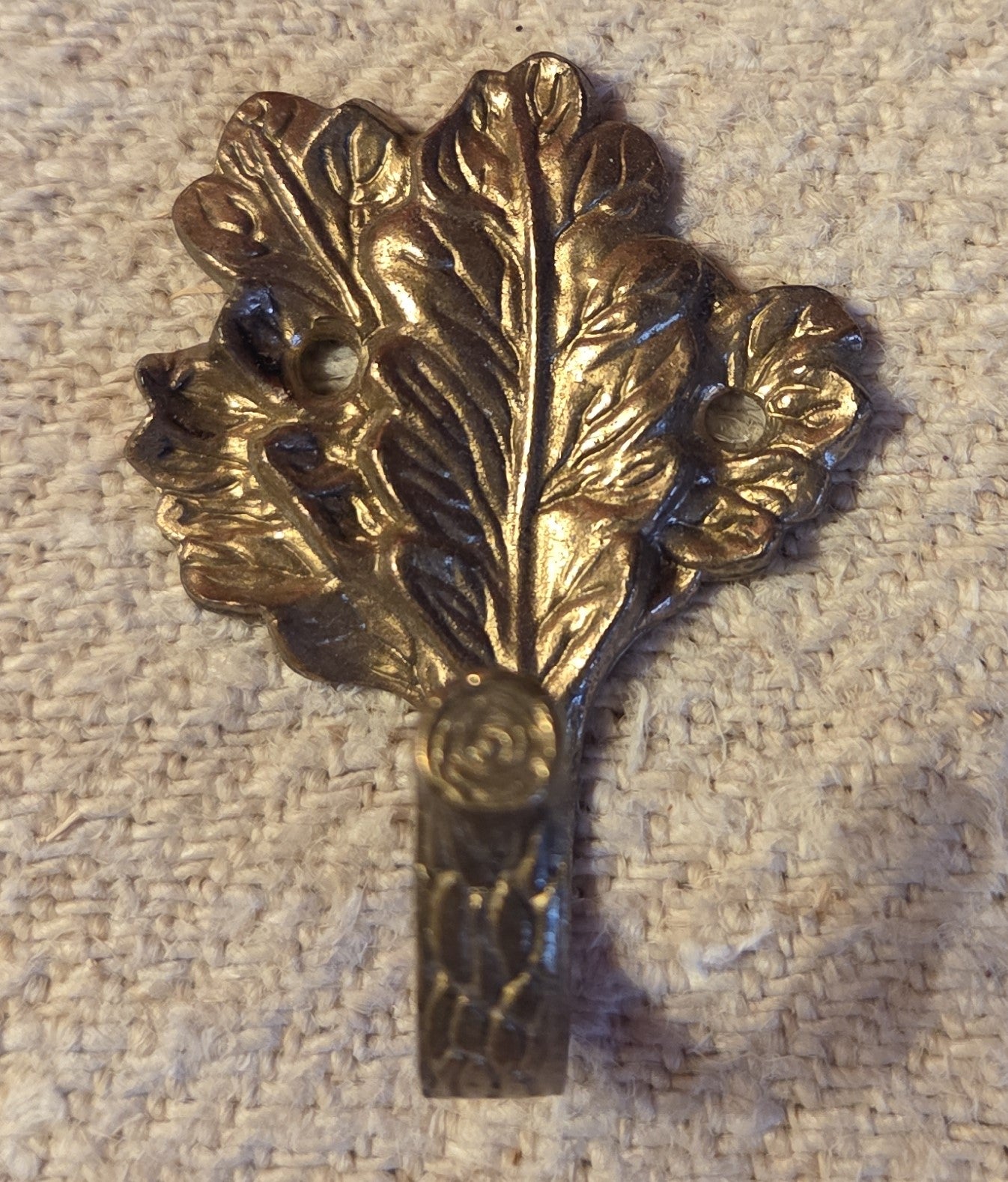 Collection of 10 Vintage Brass Oak Leaf Hooks