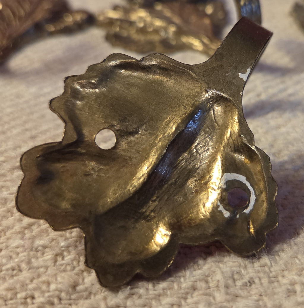 Collection of 10 Vintage Brass Oak Leaf Hooks