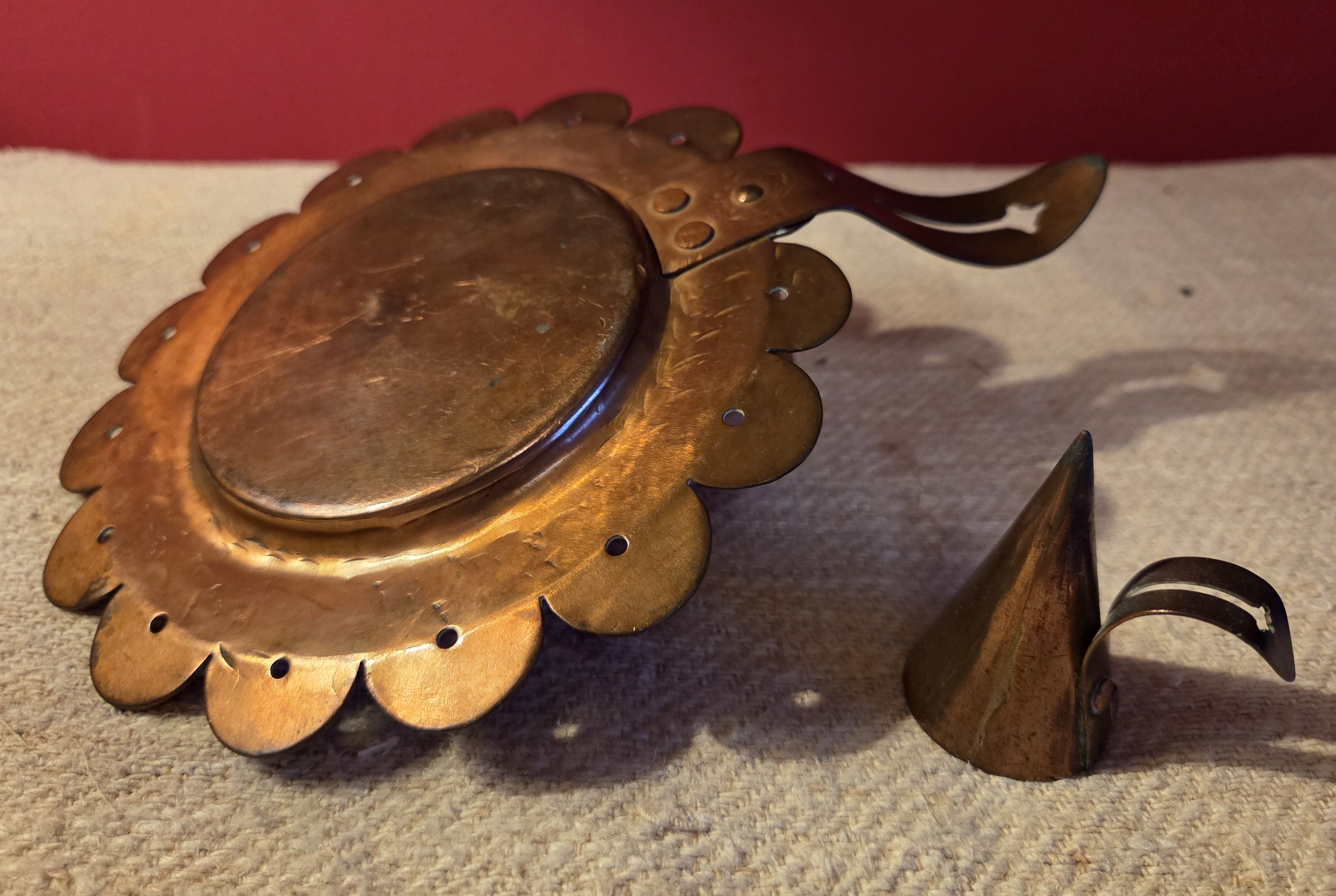 Antique Copper Candlestick & Snuffer