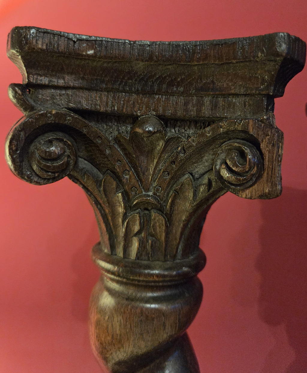 Pair Carved Oak Columns