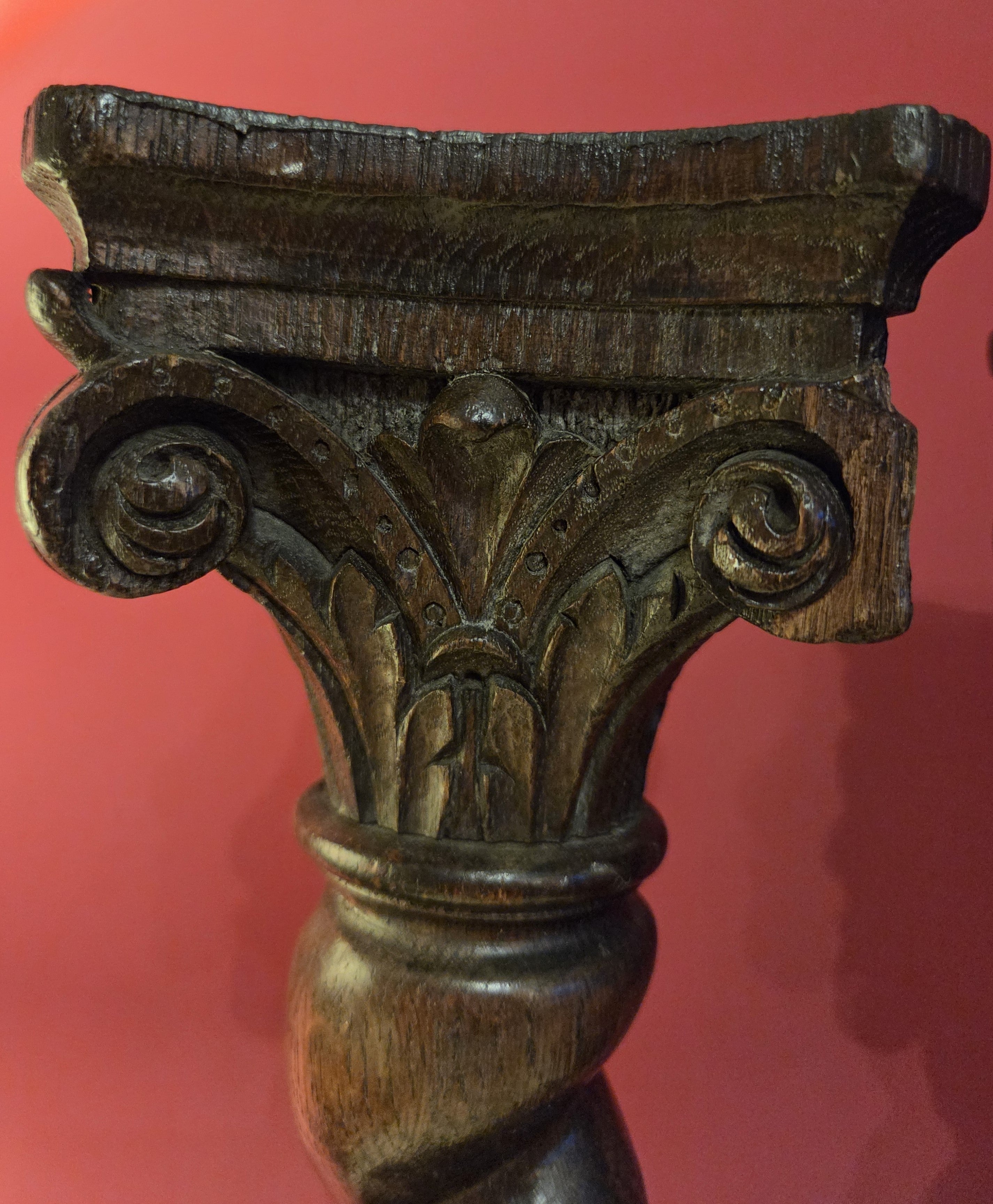 Pair Carved Oak Columns