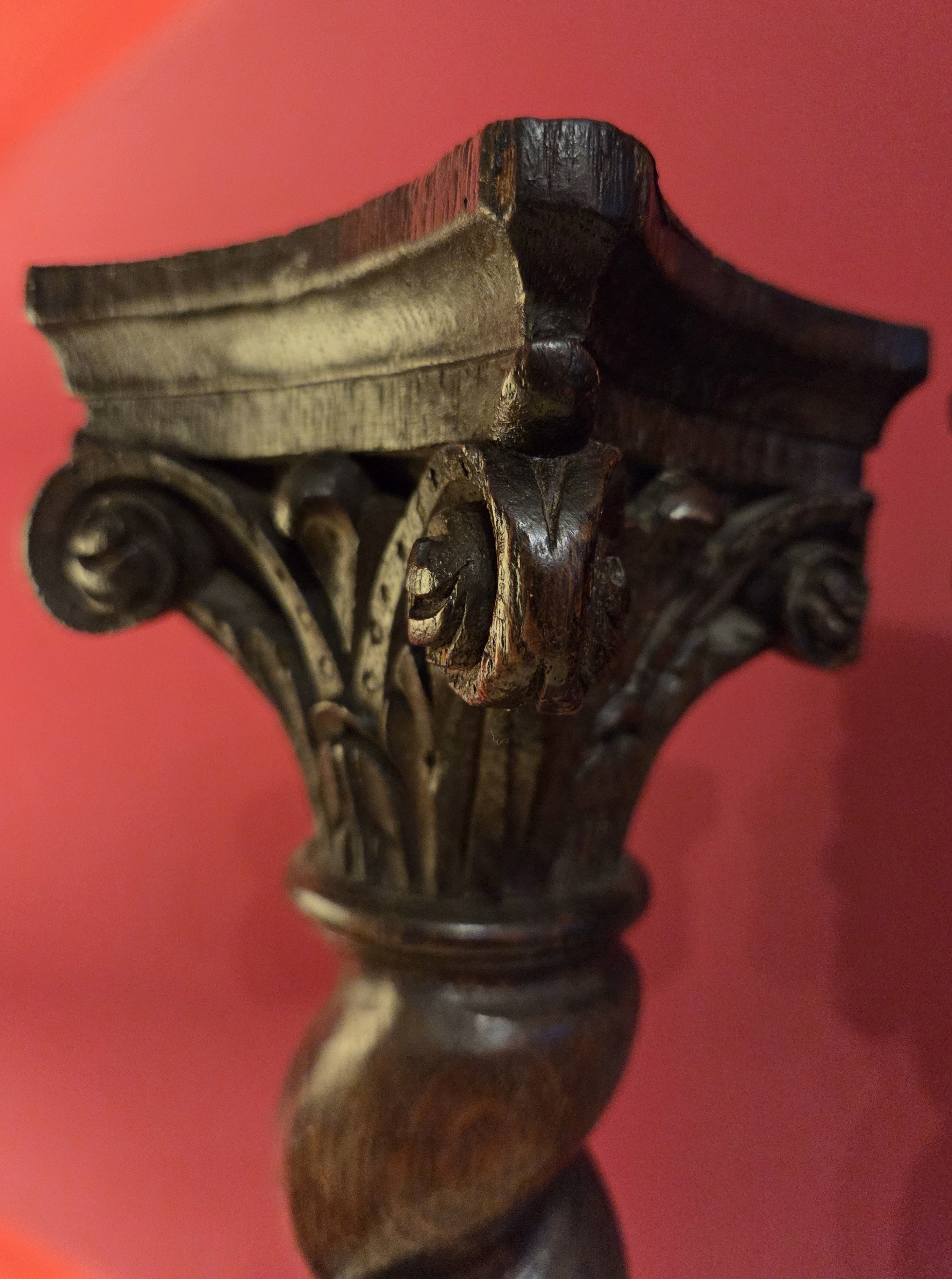 Pair Carved Oak Columns
