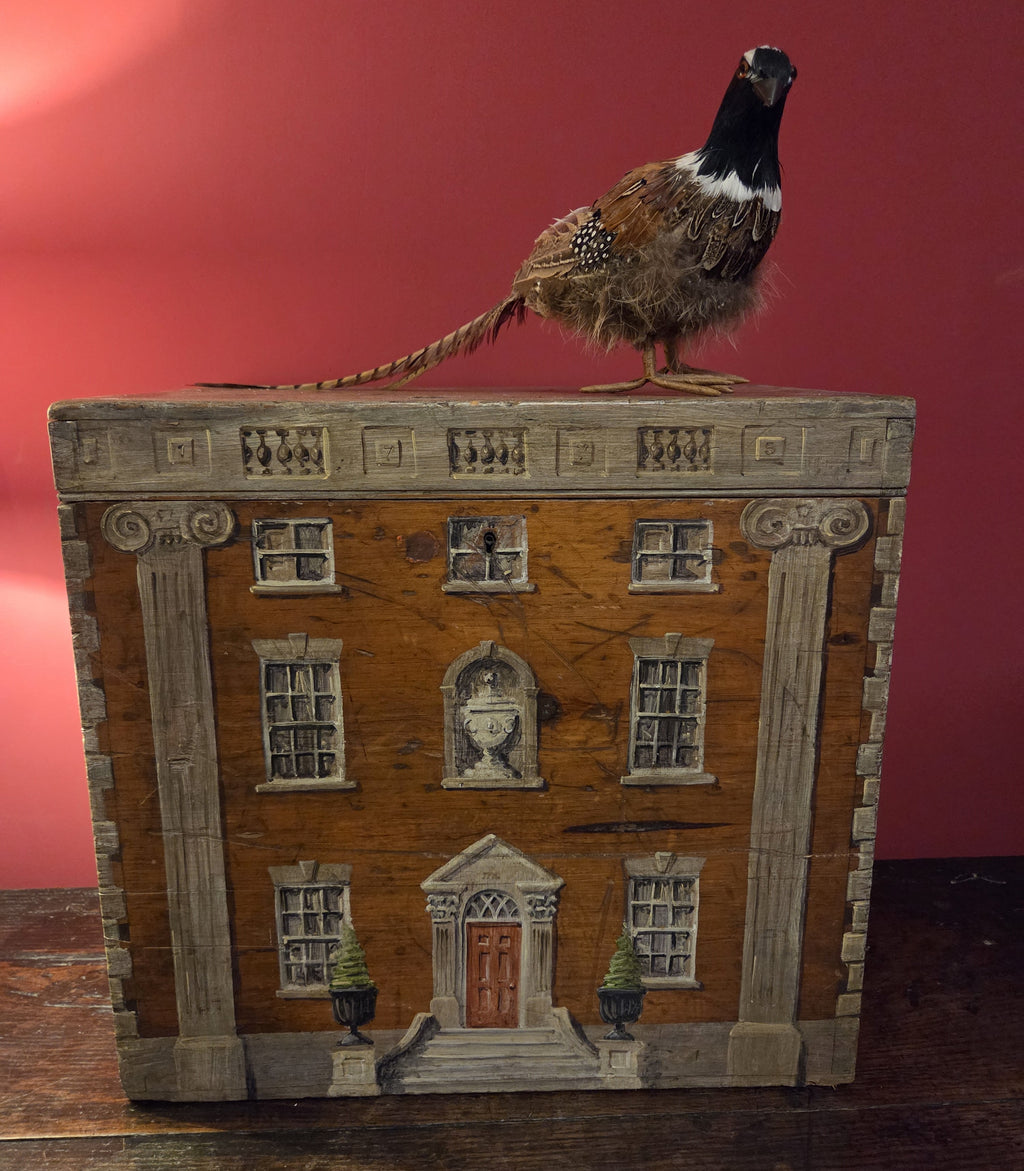Large Antique Box with Trompe l’oeil Decoration