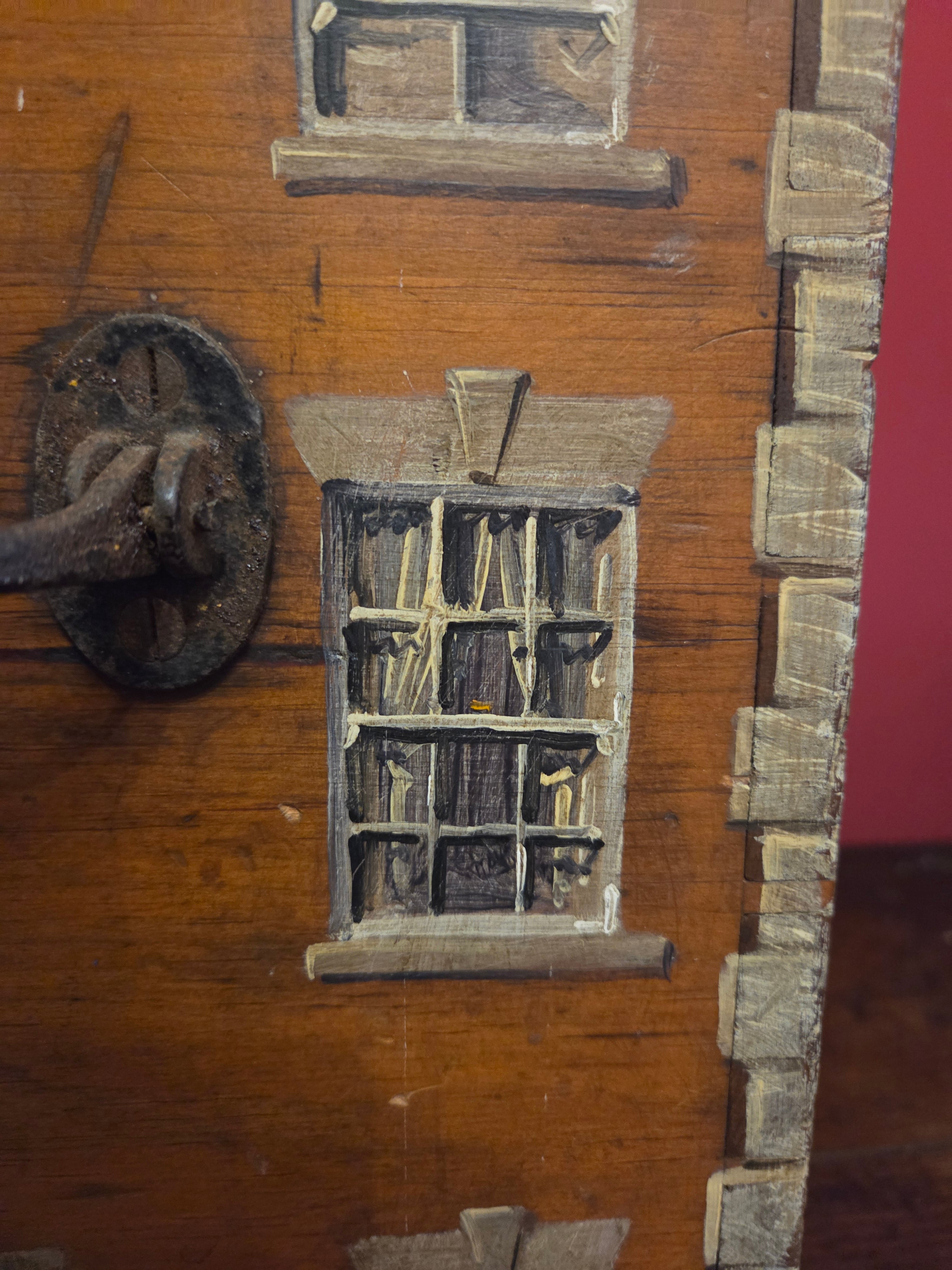 Large Antique Box with Trompe l’oeil Decoration