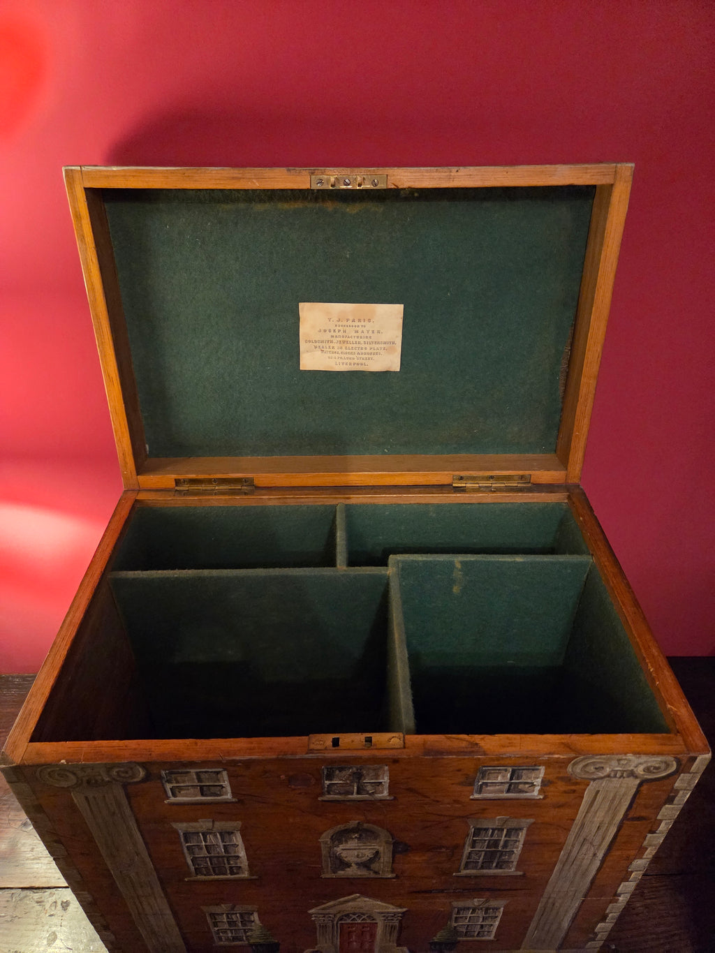 Large Antique Box with Trompe l’oeil Decoration